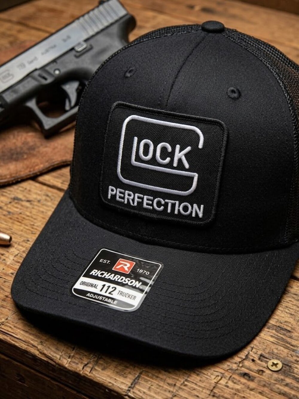 Retro Glock Perfection Patch Black Richardson 112 Tactical Trucker Hat New 2A
